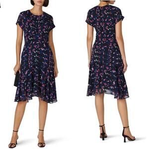Jason Wu x RTR Navy Floral Ruched Dress - Size 2
